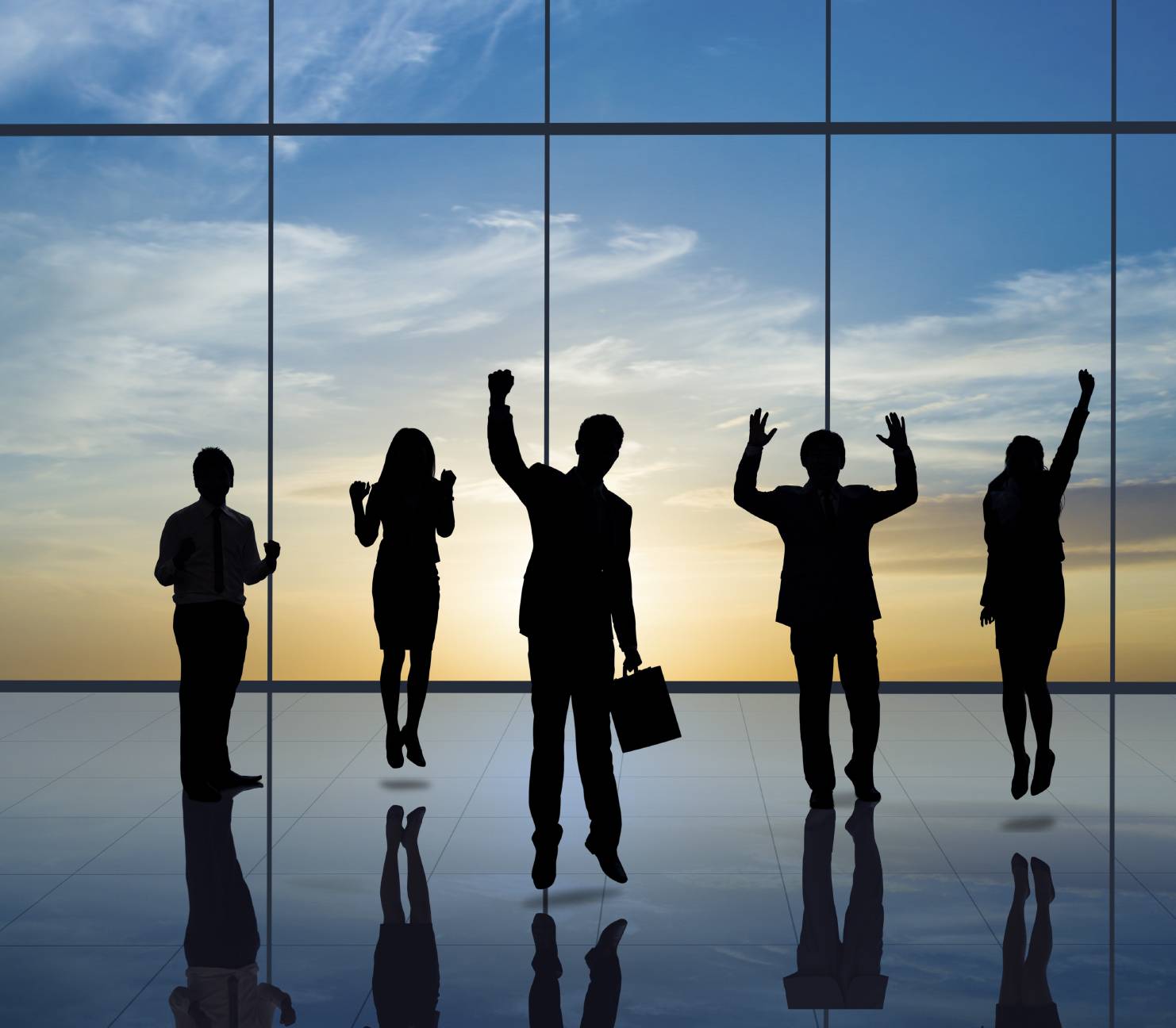 Business people jumping